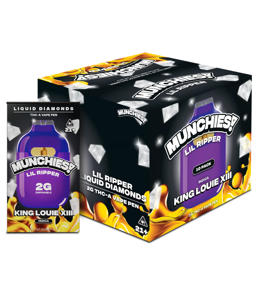 Munchies Lil Ripper 2G THCA King Louis XIII Vape Pen 10 Pack