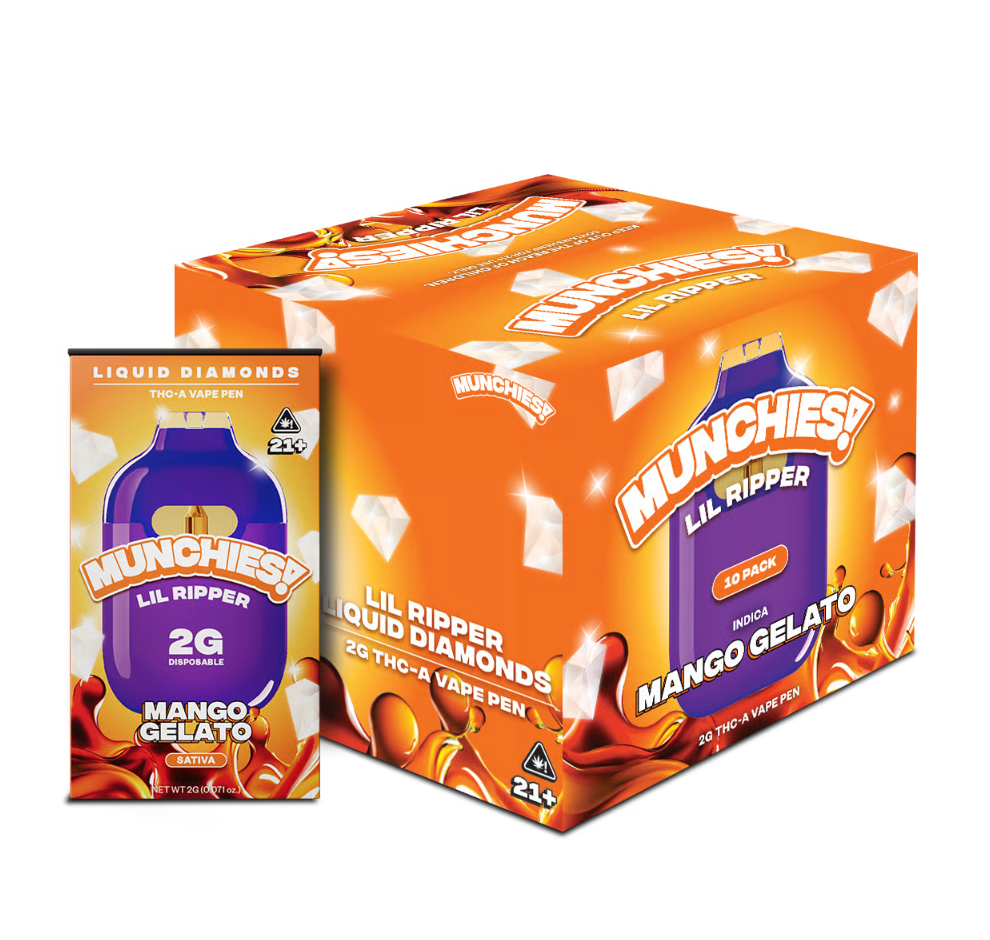 Munchies Lil Ripper 2G THCA Mango Gelato Vape Pen 10 Pack