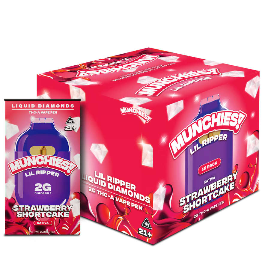 Munchies Lil Ripper 2G THCA Strawberry Shortcake Vape Pen 10 Pack