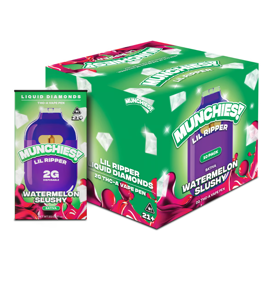 Munchies Lil Ripper 2G THCA Watermelon Slushy Vape Pen 10 Pack