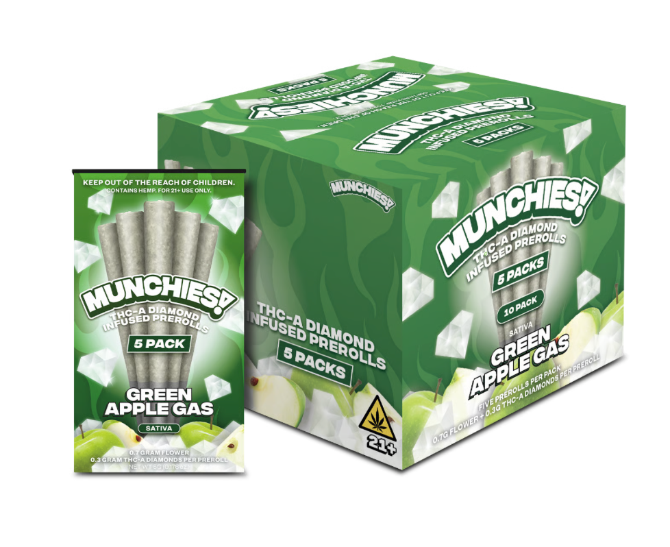 Munchies 5 Preroll THCA Green Apple Gas 10 Pack